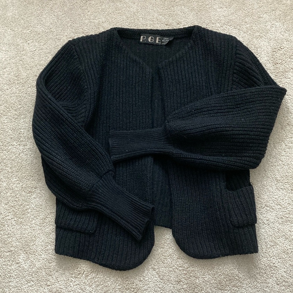 Black Wool Sweater Jacket
